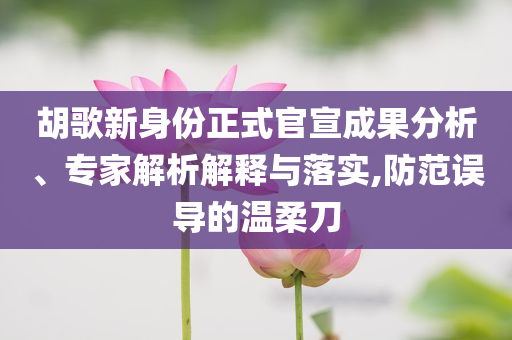 胡歌新身份正式官宣成果分析、專家解析解釋與落實,防范誤導(dǎo)的溫柔刀