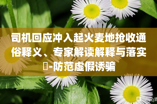 司機(jī)回應(yīng)沖入起火麥地?fù)屖胀ㄋ揍屃x、專(zhuān)家解讀解釋與落實(shí)?-防范虛假誘騙