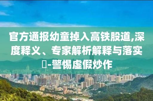 官方通報(bào)幼童掉入高鐵股道,深度釋義、專(zhuān)家解析解釋與落實(shí)?-警惕虛假炒作