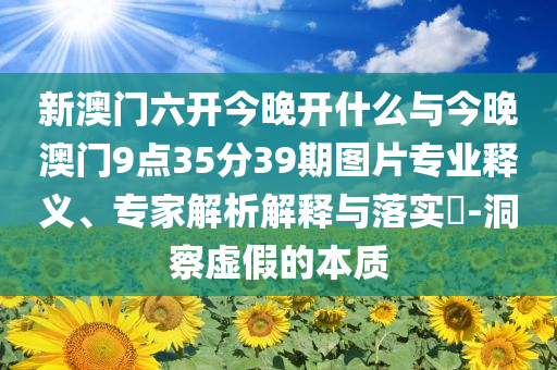 新澳門六開今晚開什么與今晚澳門9點(diǎn)35分39期圖片專業(yè)釋義、專家解析解釋與落實(shí)?-洞察虛假的本質(zhì)