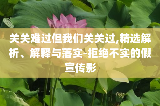 關(guān)關(guān)難過(guò)但我們關(guān)關(guān)過(guò),精選解析、解釋與落實(shí)-拒絕不實(shí)的假宣傳影