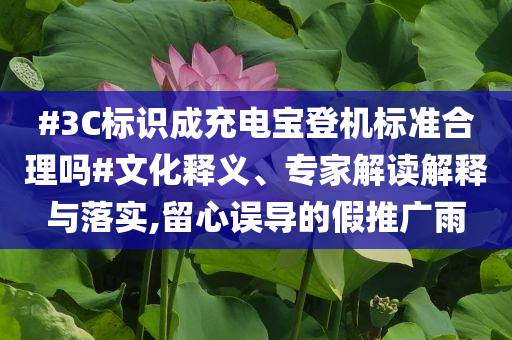 #3C標(biāo)識(shí)成充電寶登機(jī)標(biāo)準(zhǔn)合理嗎#文化釋義、專家解讀解釋與落實(shí),留心誤導(dǎo)的假推廣雨