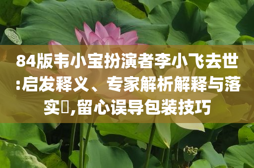 84版韋小寶扮演者李小飛去世:啟發(fā)釋義、專家解析解釋與落實(shí)?,留心誤導(dǎo)包裝技巧