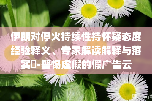 伊朗對(duì)?；鸪掷m(xù)性持懷疑態(tài)度經(jīng)驗(yàn)釋義、專(zhuān)家解讀解釋與落實(shí)?-警惕虛假的假?gòu)V告云