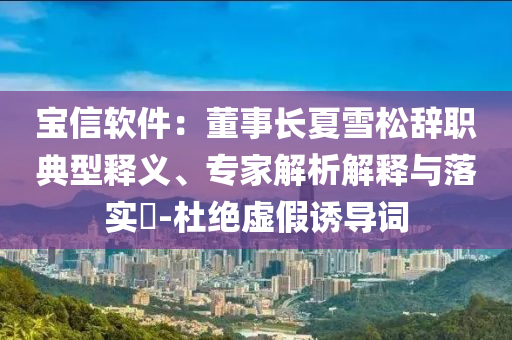 寶信軟件：董事長夏雪松辭職典型釋義、專家解析解釋與落實?-杜絕虛假誘導詞