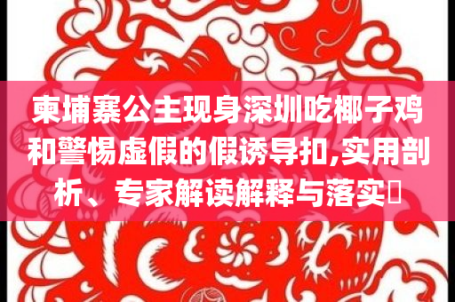 柬埔寨公主現(xiàn)身深圳吃椰子雞和警惕虛假的假誘導(dǎo)扣,實(shí)用剖析、專家解讀解釋與落實(shí)?