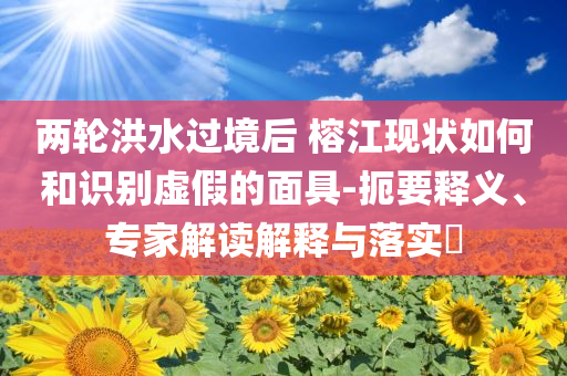 兩輪洪水過境后 榕江現(xiàn)狀如何和識(shí)別虛假的面具-扼要釋義、專家解讀解釋與落實(shí)?