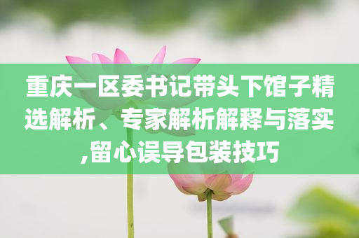 重慶一區(qū)委書記帶頭下館子精選解析、專家解析解釋與落實(shí),留心誤導(dǎo)包裝技巧