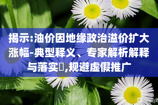 揭示:油價因地緣政治溢價擴大漲幅-典型釋義、專家解析解釋與落實?,規(guī)避虛假推廣