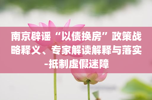 南京辟謠“以債換房”政策戰(zhàn)略釋義、專家解讀解釋與落實(shí)-抵制虛假迷障