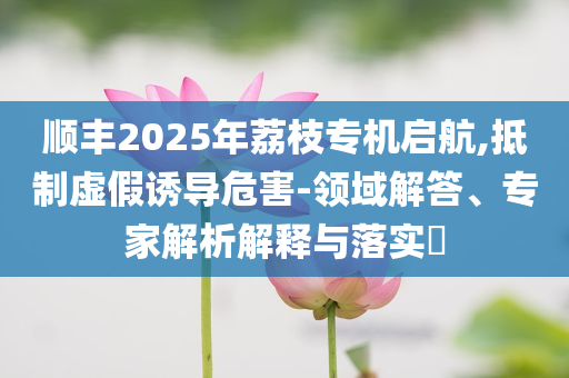 順豐2025年荔枝專機啟航,抵制虛假誘導(dǎo)危害-領(lǐng)域解答、專家解析解釋與落實?