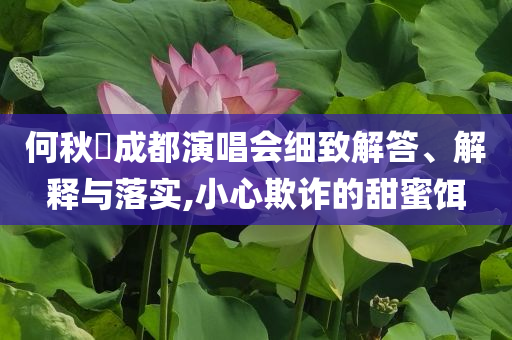 何秋亊成都演唱會(huì)細(xì)致解答、解釋與落實(shí),小心欺詐的甜蜜餌