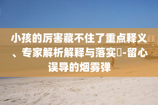 小孩的厲害藏不住了重點釋義、專家解析解釋與落實?-留心誤導(dǎo)的煙霧彈