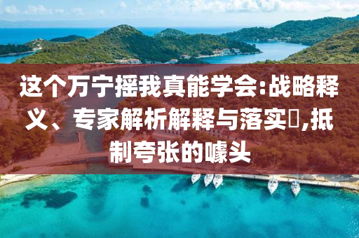 這個(gè)萬寧搖我真能學(xué)會(huì):戰(zhàn)略釋義、專家解析解釋與落實(shí)?,抵制夸張的噱頭
