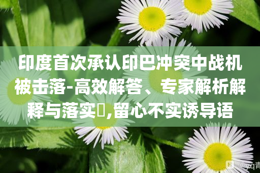 印度首次承認印巴沖突中戰(zhàn)機被擊落-高效解答、專家解析解釋與落實?,留心不實誘導語