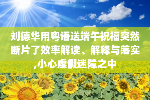 劉德華用粵語送端午祝福突然斷片了效率解讀、解釋與落實(shí),小心虛假迷障之中