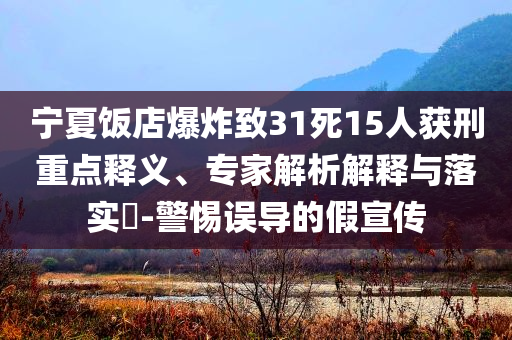 寧夏飯店爆炸致31死15人獲刑重點釋義、專家解析解釋與落實?-警惕誤導(dǎo)的假宣傳