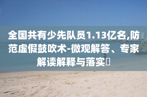 全國共有少先隊員1.13億名,防范虛假鼓吹術(shù)-微觀解答、專家解讀解釋與落實?