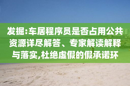 發(fā)掘:車居程序員是否占用公共資源詳盡解答、專家解讀解釋與落實(shí),杜絕虛假的假承諾環(huán)