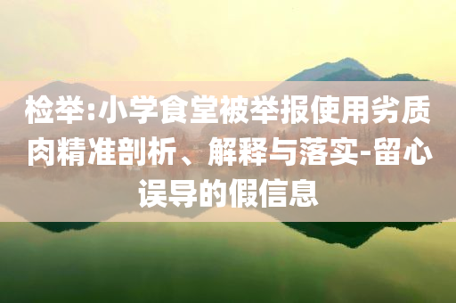 檢舉:小學(xué)食堂被舉報使用劣質(zhì)肉精準(zhǔn)剖析、解釋與落實-留心誤導(dǎo)的假信息