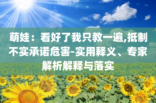 萌娃：看好了我只教一遍,抵制不實(shí)承諾危害-實(shí)用釋義、專家解析解釋與落實(shí)