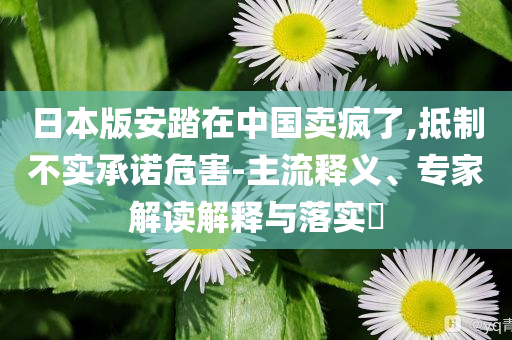 日本版安踏在中國賣瘋了,抵制不實(shí)承諾危害-主流釋義、專家解讀解釋與落實(shí)?