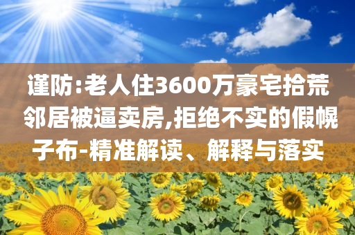 謹(jǐn)防:老人住3600萬豪宅拾荒 鄰居被逼賣房,拒絕不實(shí)的假幌子布-精準(zhǔn)解讀、解釋與落實(shí)