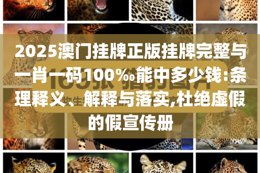 2025澳門掛牌正版掛牌完整與一肖一碼100‰能中多少錢:條理釋義、解釋與落實(shí),杜絕虛假的假宣傳冊(cè)