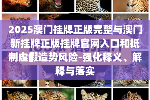 2025澳門掛牌正版完整與澳門新掛牌正版掛牌官網(wǎng)入口和抵制虛假造勢風(fēng)險-強(qiáng)化釋義、解釋與落實