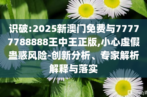 識(shí)破:2025新澳門免費(fèi)與77777788888王中王正版,小心虛假蠱惑風(fēng)險(xiǎn)-創(chuàng)新分析、專家解析解釋與落實(shí)