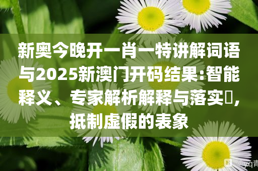 新奧今晚開一肖一特講解詞語與2025新澳門開碼結(jié)果:智能釋義、專家解析解釋與落實?,抵制虛假的表象