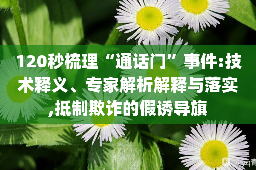 120秒梳理“通話門”事件:技術(shù)釋義、專家解析解釋與落實(shí),抵制欺詐的假誘導(dǎo)旗
