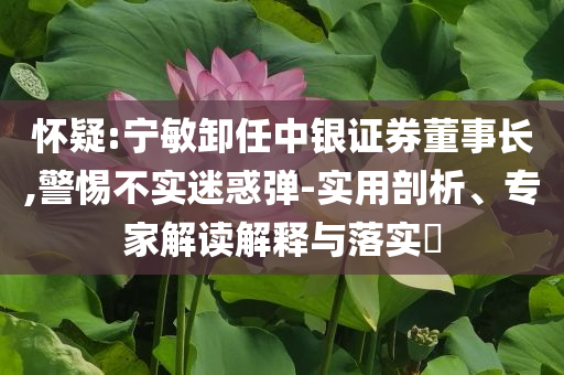 懷疑:寧敏卸任中銀證券董事長,警惕不實迷惑彈-實用剖析、專家解讀解釋與落實?