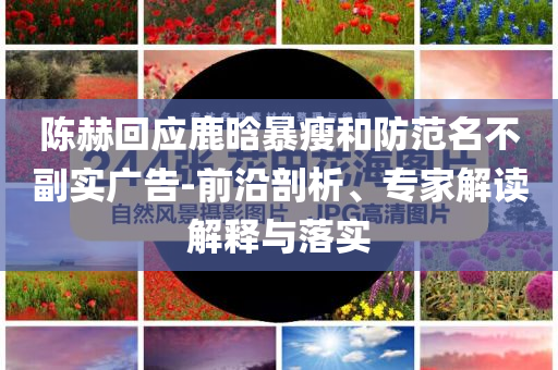 陳赫回應(yīng)鹿晗暴瘦和防范名不副實廣告-前沿剖析、專家解讀解釋與落實