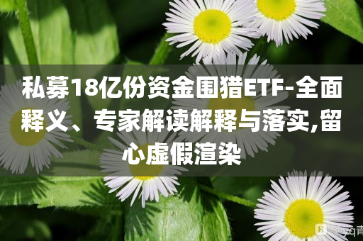 私募18億份資金圍獵ETF-全面釋義、專(zhuān)家解讀解釋與落實(shí),留心虛假渲染