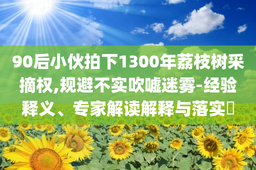 90后小伙拍下1300年荔枝樹采摘權(quán),規(guī)避不實吹噓迷霧-經(jīng)驗釋義、專家解讀解釋與落實?