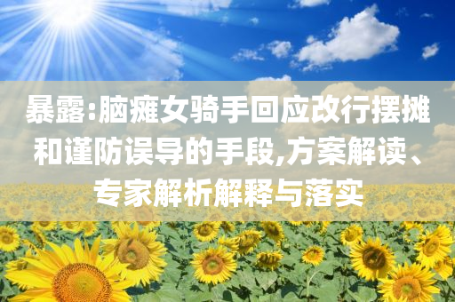 暴露:腦癱女騎手回應改行擺攤和謹防誤導的手段,方案解讀、專家解析解釋與落實