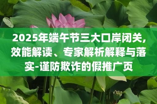 2025年端午節(jié)三大口岸閉關,效能解讀、專家解析解釋與落實-謹防欺詐的假推廣頁