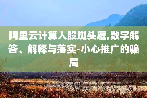 阿里云計算入股斑頭雁,數(shù)字解答、解釋與落實-小心推廣的騙局