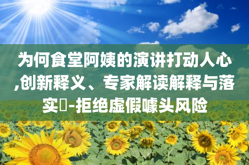為何食堂阿姨的演講打動(dòng)人心,創(chuàng)新釋義、專家解讀解釋與落實(shí)?-拒絕虛假噱頭風(fēng)險(xiǎn)
