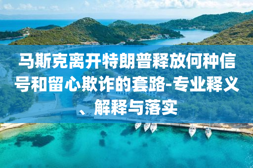馬斯克離開特朗普釋放何種信號和留心欺詐的套路-專業(yè)釋義、解釋與落實