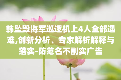 韓墜毀海軍巡邏機上4人全部遇難,創(chuàng)新分析、專家解析解釋與落實-防范名不副實廣告