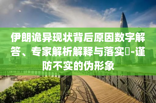 伊朗詭異現(xiàn)狀背后原因數(shù)字解答、專家解析解釋與落實?-謹防不實的偽形象