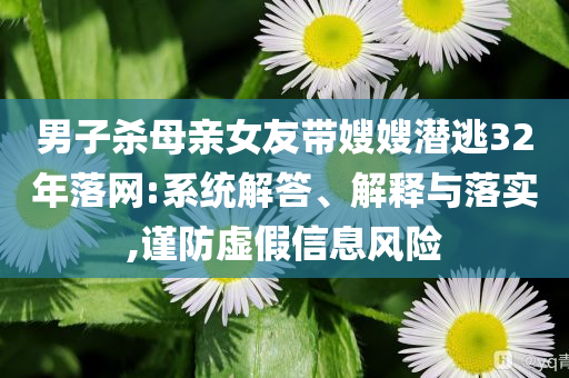 男子殺母親女友帶嫂嫂潛逃32年落網(wǎng):系統(tǒng)解答、解釋與落實(shí),謹(jǐn)防虛假信息風(fēng)險(xiǎn)