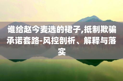 誰給趙今麥選的裙子,抵制欺騙承諾套路-風控剖析、解釋與落實