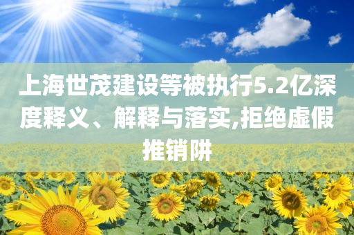 上海世茂建設(shè)等被執(zhí)行5.2億深度釋義、解釋與落實(shí),拒絕虛假推銷阱