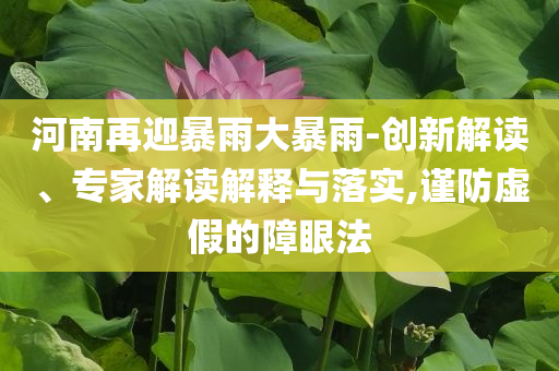 河南再迎暴雨大暴雨-創(chuàng)新解讀、專家解讀解釋與落實,謹防虛假的障眼法