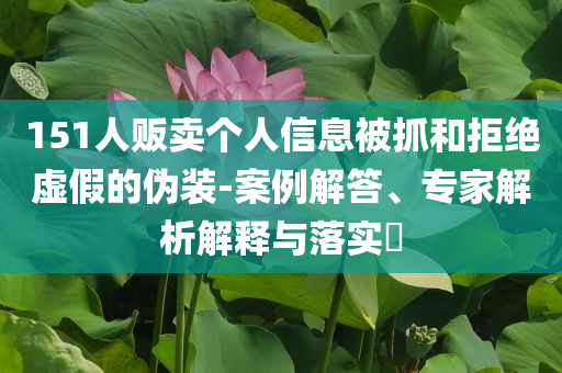 151人販賣個(gè)人信息被抓和拒絕虛假的偽裝-案例解答、專家解析解釋與落實(shí)?