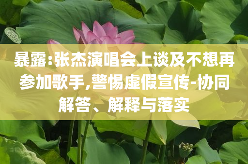 暴露:張杰演唱會上談及不想再參加歌手,警惕虛假宣傳-協(xié)同解答、解釋與落實
