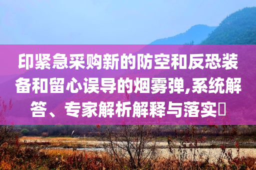 印緊急采購新的防空和反恐裝備和留心誤導(dǎo)的煙霧彈,系統(tǒng)解答、專家解析解釋與落實(shí)?